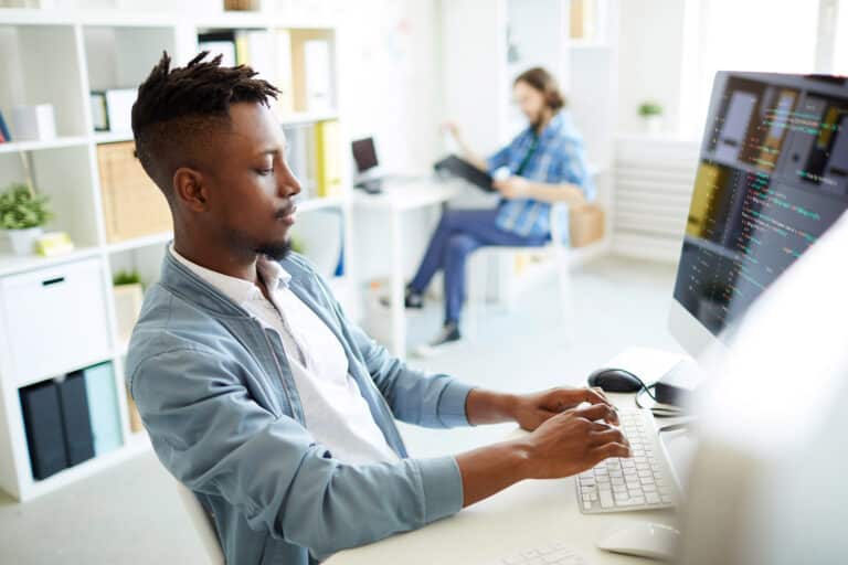 IT professional working at computer