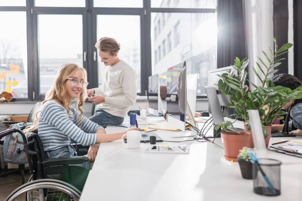 woman using windows 11 os