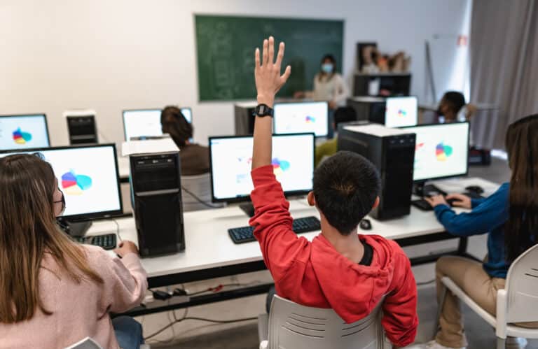students using technology