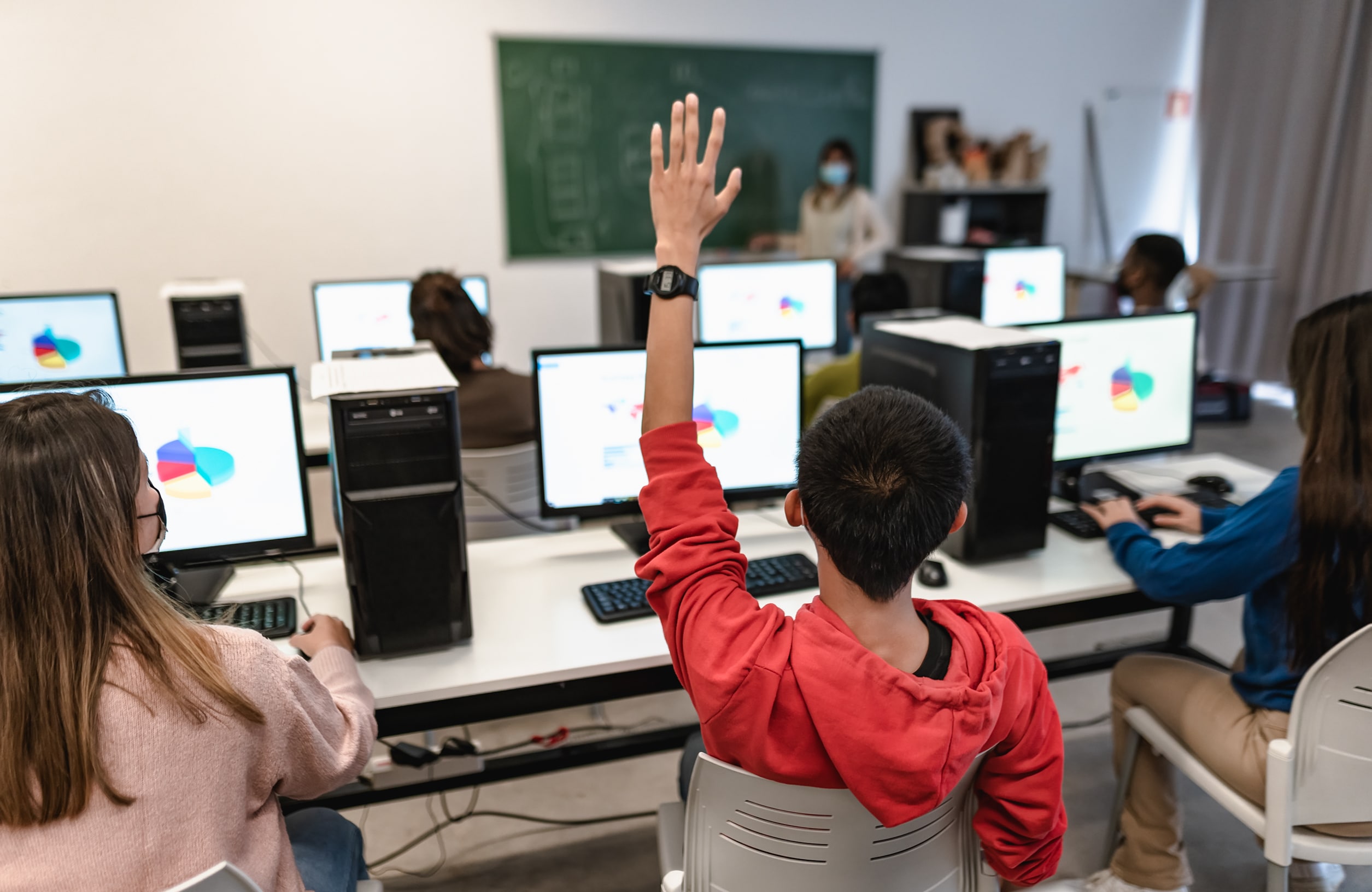 students using technology