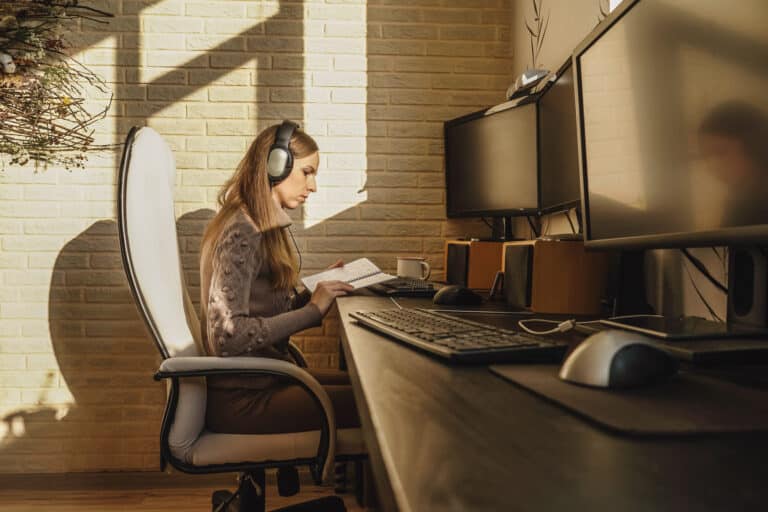 woman working remotely