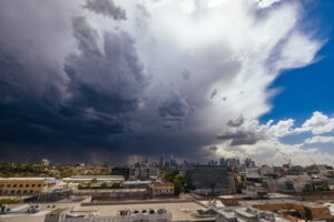 A storm brewing over a city