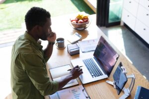man working remotely
