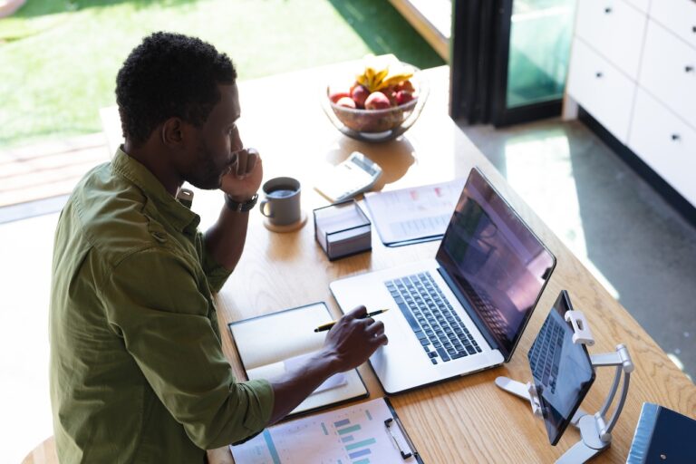 man working remotely